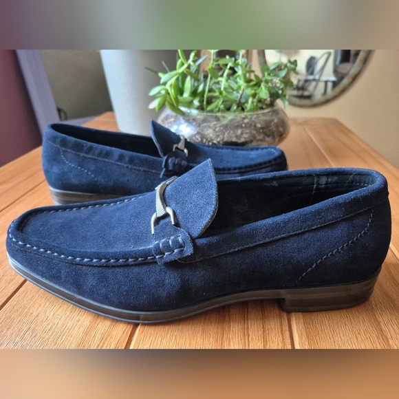 Stacy Adams Navy Blue Suede Loafers - Size 13 - Picture 1 of 8